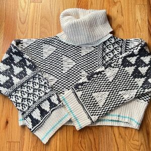 Free People Jupiter Cream Cropped Cowl Neck Sweater XS